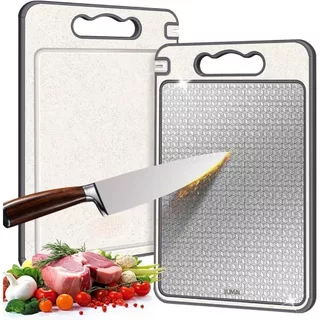 Tábua De Corte Dupla Face De Titânio Premium-Aço Inoxidável De Qualidade Alimentar Para Cozinha E Sala De Jantar