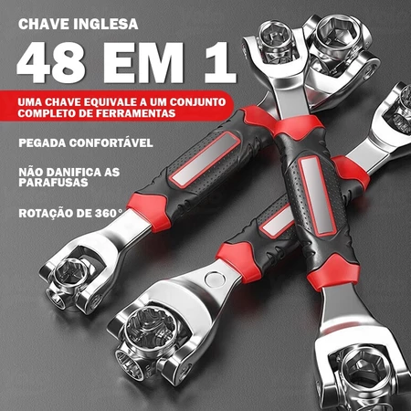 Chave de soquete multifuncional 48 em 1 ferramenta 360 graus
