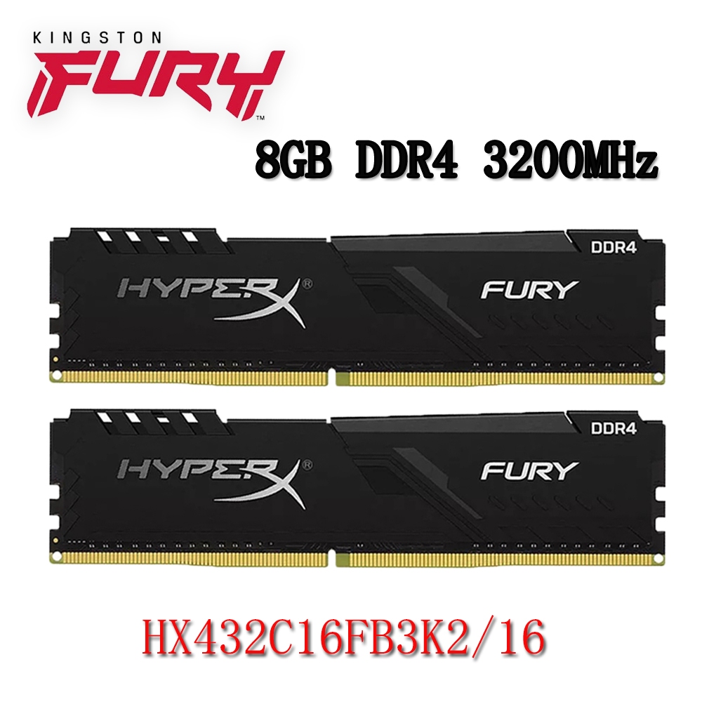 Kingston HyperX Fury DDR4 RAM 16GB Kit 2x 8GB DDR4 3200MHz HX432C16FB3K2/16 Memória De Mesa Para PC
