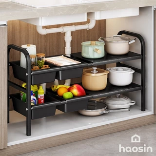 Haosin Prateleira Retrátil Para Pia De Cozinha , Organizador De Panelas , Suporte Multifuncional em Oferta na Shopee