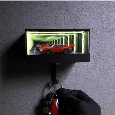 Cabide para chaves de garagem com espelho profundo