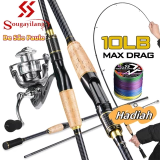 Sougayilang 1.8m Vara De Pesca De Fibra De Carbono 5-10 LB M Potência E Molinete De 1000-4000 Carretel De Alumínio 5.0 : em Oferta na Shopee