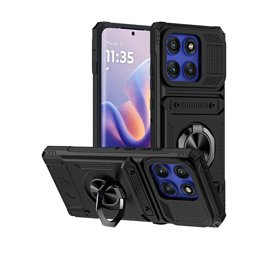 Serve Para MOTO Edge 60 Fusion Pro Capa De Telefone Cartão Oculto Suporte Magnético Rígida À Prova De Choque