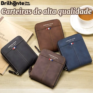 Novo Estilo Carteira de Couro Multifuncional com Zíper e Porta-Cartões de Identidade Carteiras Grande capacidade