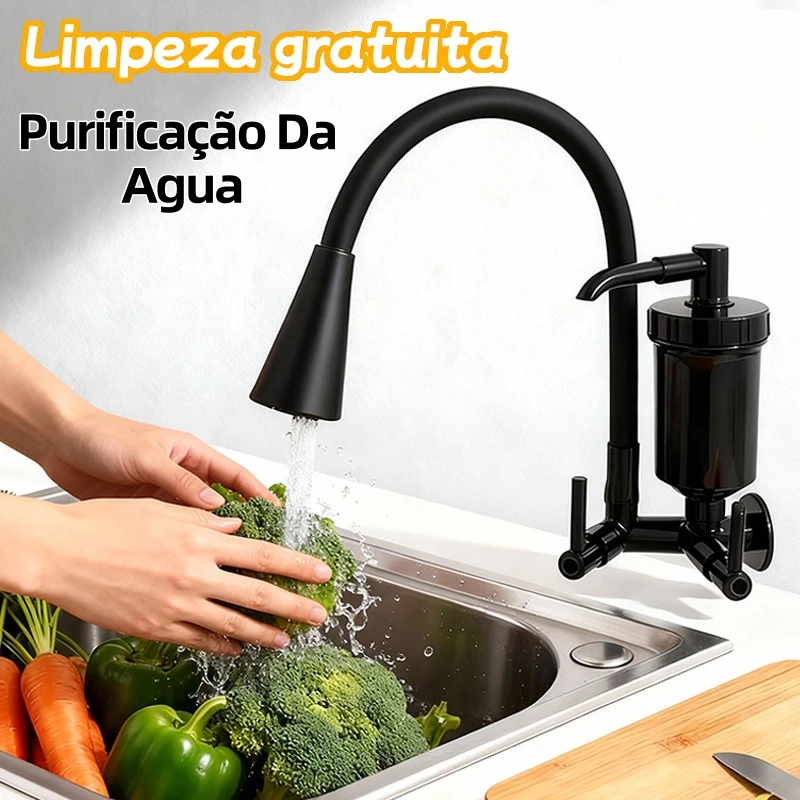 Torneira com Filtro Gourmet Flexível Cozinha Bancada Preta All black c ...