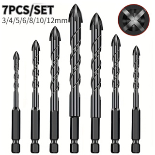 Kit 7 Brocas de carboneto Triangular Titânio Profissionais 3-12mm Para Fura Tudo