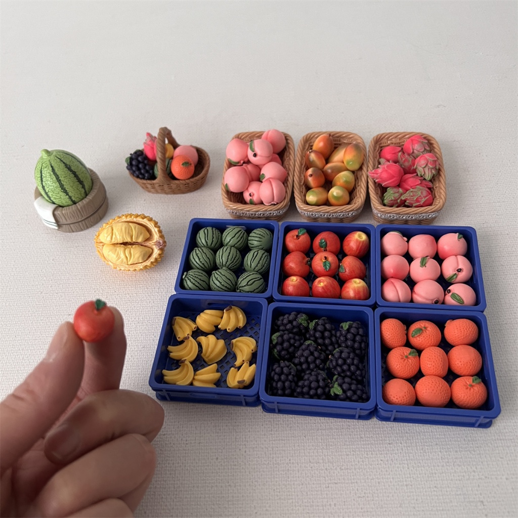 10 pçs Mini frutas em miniatura supermercado uva maçã melancia pêssego ...
