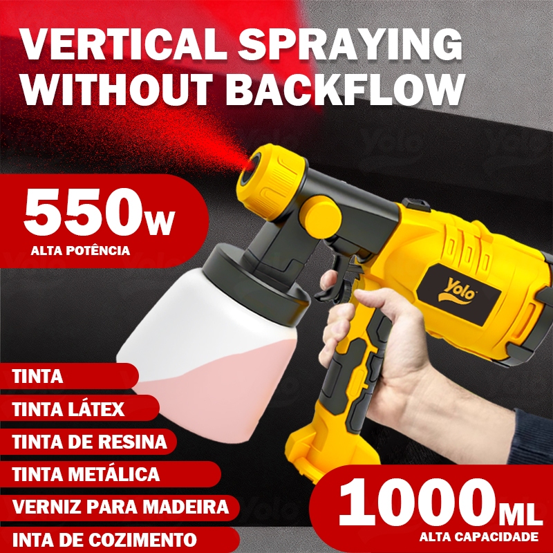 Pistola De Pintura Elétrica Dois Tamanhos Pulverizador De Tinta 800/1000ml , Ferramenta De Pulverização Removível