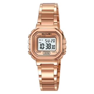SKMEI 2387 Elegante Chique Senhora Relógio Digital Pequeno Mostrador Pulseira De Aço À Prova Dwaterproof Água Casaul Mod