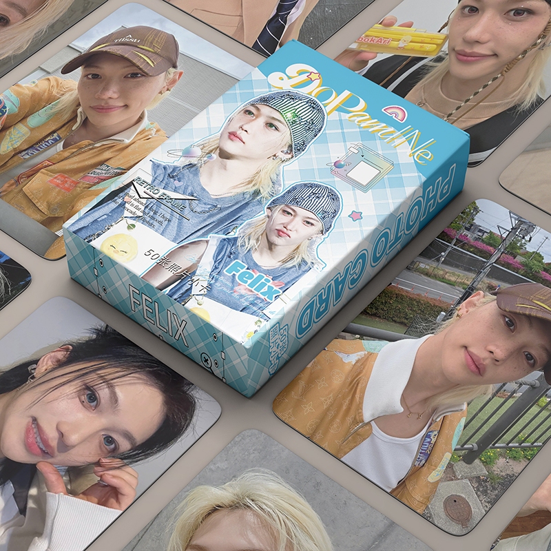 50 Pçs/Caixa Stray kids Felix Cartão Laser Photocards Holográfico