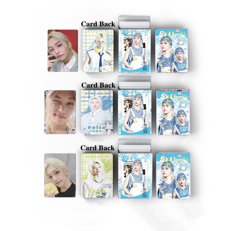 50 Pçs/Caixa Stray kids Felix Cartão Laser Photocards Holográfico