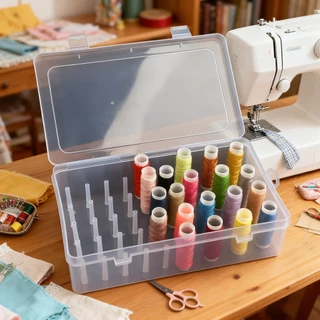 Kit 42 Carretéis De Linha De Costura Doméstica Caixa Organizador De Mesa Transparente De Plástico em Oferta na Shopee