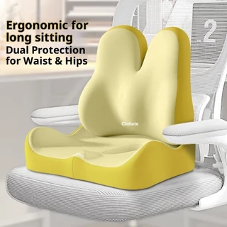 【Assento com Encosto Lombar】Almofada Assento e Encosto Integrado - Suporte Memory Foam para Escritório e Home Office