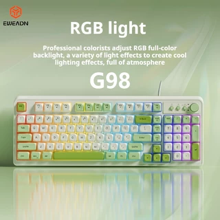 Teclado Para Jogos EWEADN G98 RGB Com Fio , Teclados Retrô De Membrana Cremosa Botão De Mídia , Numérico Retroiluminado 