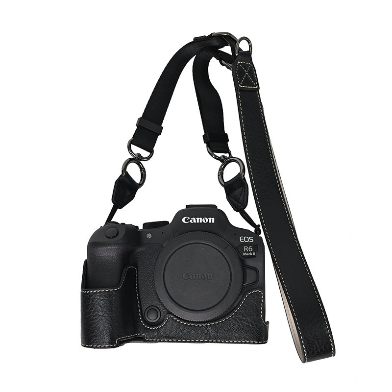 Couro Do Plutônio CANON R5 R6 R7 R8 R10 200D R50 R100 Caso Da Câmera Saco Meio Corpo Capa Para R5II