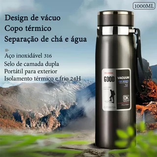 Copo térmico 1000ml/1L de 316 aço inoxidável a vácuo Com Infusor Prata De Água Com Alça