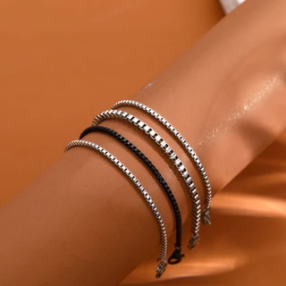 4 peças pulseira simples de aço inoxidável masculina retrô conjunto de pulseira combinada