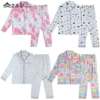 Z&D Lingerie Pijama Feminino Manga E Calça Longa Aberto Com Botão Estampado SY10 em Oferta na Shopee