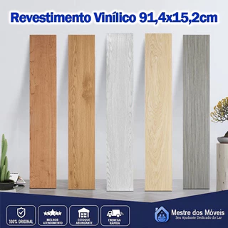 Kit 12 Piso Vinílico Autocolante Adesivo Régua Madeira 91x15cm