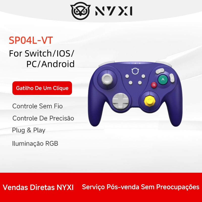 NYXI Warrior Controlador Sem Fio Roxo Lite Versão Interruptor De ...