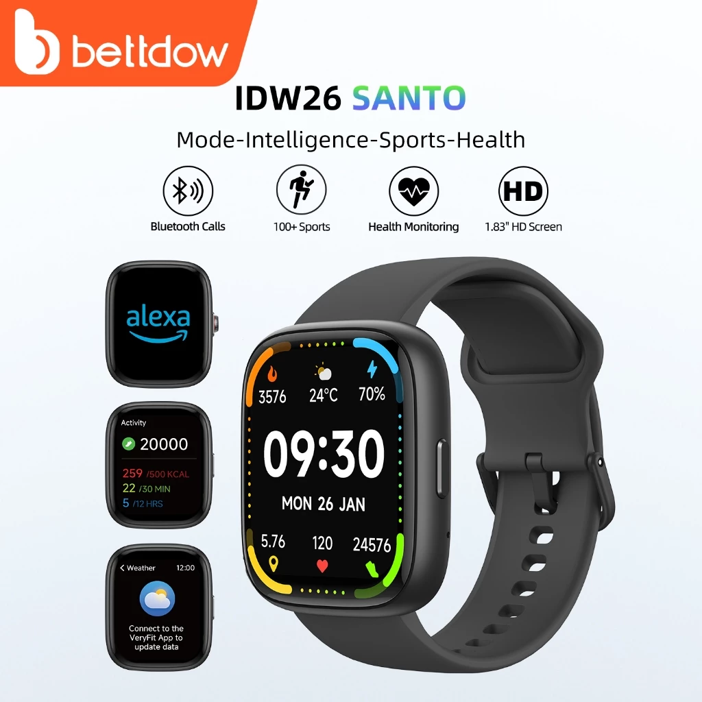 O smartwatch Bettdow conta com a assistência da Alexa, resistência à água IP68, mais de 100 modos desportivos e receção