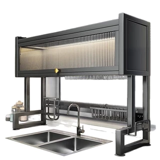 Escorredor De Pratos Modular Suspenso Organizador Prateleira Dupla De Asfalto 65cm