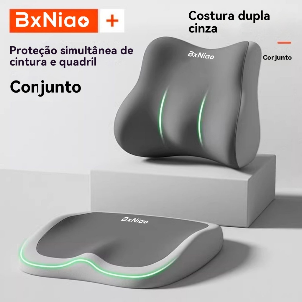 Conjunto Almofada + Suporte Lombar Alívio para Costas e Quadril | Conforto para Longas Horas no Home Office