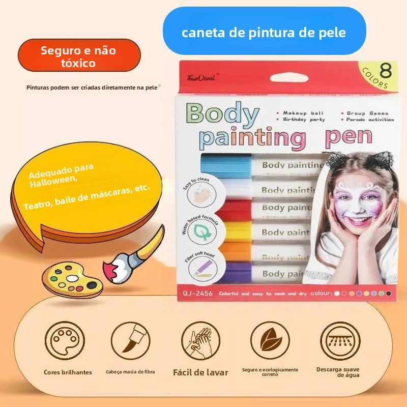 Caneta de pintura corporal lavável tatuagem palco feriado pintura Facial DIY Graffiti caneta pintura acrílica