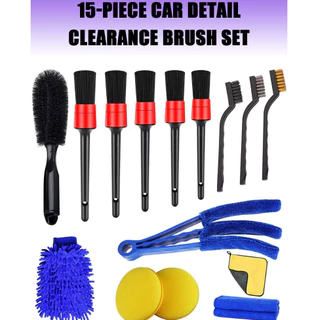 Kit 15 Peças de Escovas de Limpeza de Carro Luvas de Lavagem de Carro