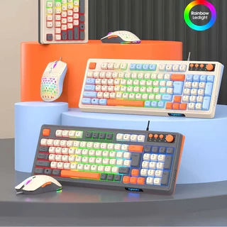 Kit Teclado E Mouse De Gamer Com Fio Para Três combinações de cores Iluminado 98 Teclas TUDO