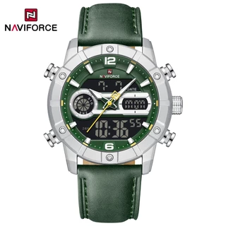 NAVIFORCE 9263 Movimento De Display Duplo Multifuncional À Prova D'água Relógio De Couro Genuíno De Tempo Para Homens em Oferta na Shopee