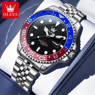 Moda clássico tipo GMT relógio masculino mecânico totalmente automático de aço inoxidável de alta qualidade