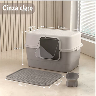 Caixa de Areia para Gatos Extra Grande Anti Espalhamento Modo Duplo Desmontável Ideal para Gatos Grandes
