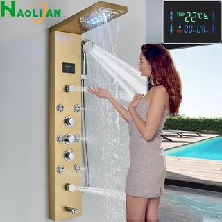 Preto LED Painel Do Chuveiro Torneira Misturador Para Banheira Torneira Com Massagem SPA Corporal em Oferta na Shopee