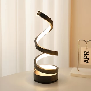 Abajur Moderno LED Minimalista 3 Cores Em 1 Luminária De Mesa Luz Três cores de luz Espiral Preta