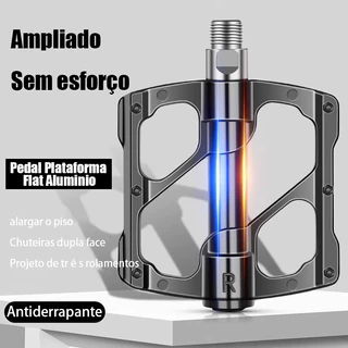 Par Pedal 3 Rolamentos Plataforma Flat Alumínio Selado Rosca Grossa 9/16 Preto Mtb Speed Bmx Downwill Bike Bicicleta