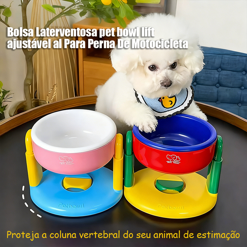 Pote Comedouro Cachorro Gato Tijela Com Ventosa e Regulagem de Altura