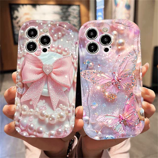 Capa Para iPhone 17 Pro Max 17Air 16 15 13 11 14 12 11 Xs XR Cintilante Diamante Borboleta Lantejoulas Caso De Telefone