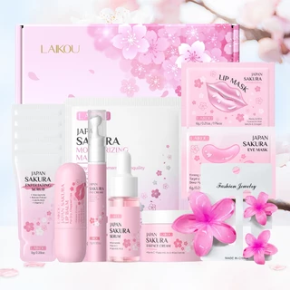 LAIKOU Japão Sakura Conjunto De Presente Para Cuidados Com A Pele Mulheres De Natal 9 Em 1 Kit De Completos Brilho Da Nu em Oferta na Shopee