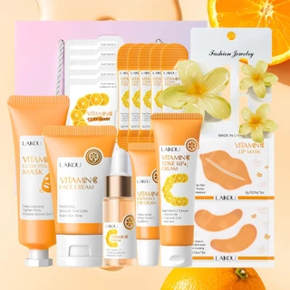 Obtenha Brilho Instantâneo ! LAIKOU Kit De Vitamina C Coleção De 10 Unidades Com Máscara Removível , Soro , Creme Tonifi em Oferta na Shopee