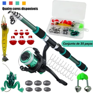 Kit De Luxo Incluindo Vara De Pesca De 1.8 M , Carretel Com Roda Giratória E 35 Acessórios De Isca em Oferta na Shopee