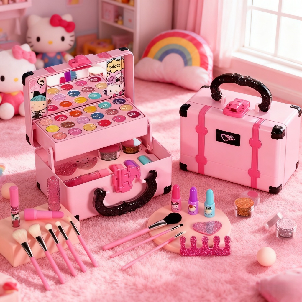 32 Peças Kit De Maquiagem Para Crianças Lavável/Conjunto Portátil Meninas