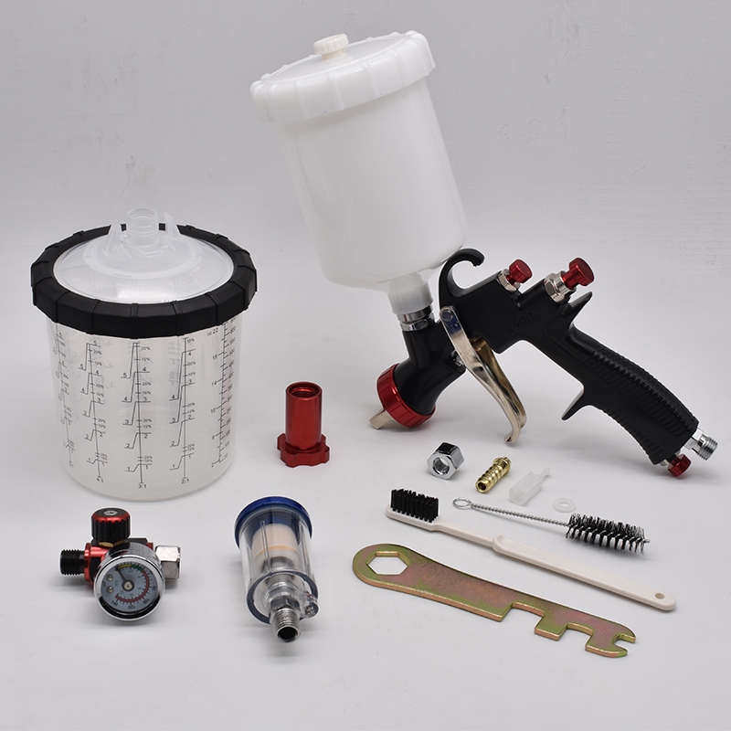LVLP 1,3 mm pistola a spruzzo d'aria kit 600 cc tazza del fluido di alimentazione a gravità spruzzatore di vernice ad aria mini pistola a spruzzo di vernice portatile a 360 gradi