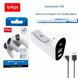 Compatível com PS5 SLIM Gamepad Bateria recarregável PS5 Alça sem fio Vida útil da bateria Bolsa de carregamento Plug-In