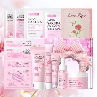 Coleção De Cuidados Com A Pele E Máscaras LAIKOU Sakura | Conjunto Completo De 16 Peças Para Hidratação Renovação Em Vár em Oferta na Shopee