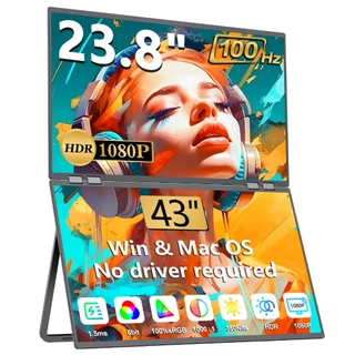 【Enviar do Brasil】Uperfect 43 inch Monitor Portátil Duas telas de 23.8 inch 1080P 100HZ QLED 100%sRGB 300Nits Laptops