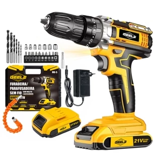 Parafusadeira/Furadeira be Impacto Kit Maleta com duas baterias 12/21V 220V/110V 3/8" em Oferta na Shopee