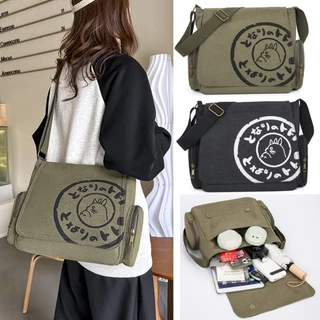 Bolsa Crossbody Feminina, Mensageiro De Lona Vintage, Grande Capacidade