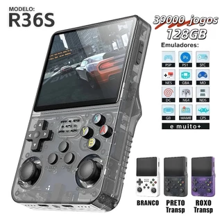 Console Portátil R36S + de 39000 Jogos Vídeo Game 64g Linux Tela IPS 3.5 Polegadas