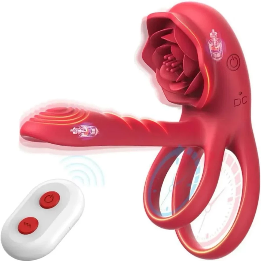 Vibrador Anillo Peniano Vibratorio con Estimulador de Clítoris